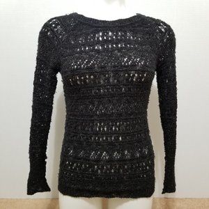 Unionbay sweater Small sparkly metallic weave open knit crochet pullover